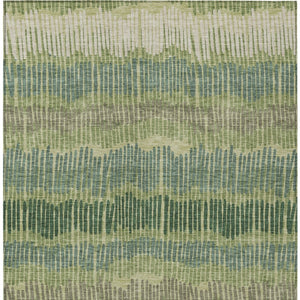 HomeRoots 5' Stylish Washable Area Rug in Green, Gray, and Ivory Stripes for Indoor and Outdoor Spaces 10' X 14' 592472