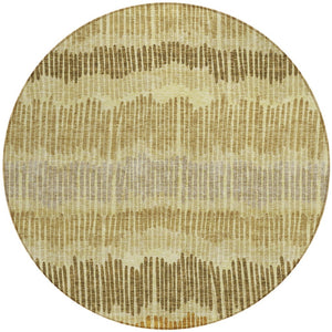 Homeroots 3' Striped Beige Brown And Gray Indoor-outdoor Area Rug - Durable, Washable, Stylish Addition! 8' Round Polyester 592475