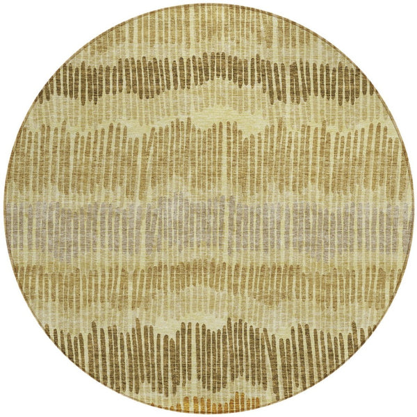 Homeroots 3' Striped Beige Brown And Gray Indoor-outdoor Area Rug - Durable, Washable, Stylish Addition! 8' Round Polyester 592475