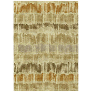HomeRoots 9' Striped Indoor Outdoor Area Rug in Gold, Brown, and Gray - Durable, Washable, and Stylish Decor 9' X 12' 592477