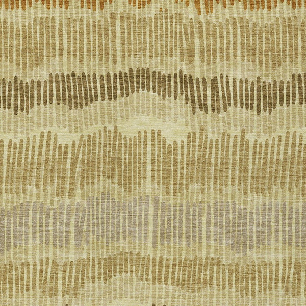 HomeRoots 5' Gold Brown and Gray Striped Washable Area Rug - Durable, Stylish, Perfect for Indoor & Outdoor Use 10' X 14' 592478