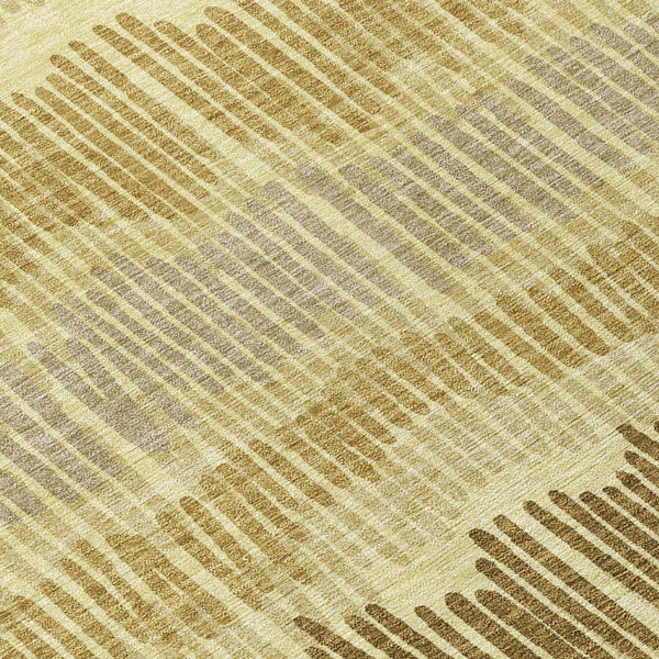 HomeRoots 5' Gold Brown and Gray Striped Washable Area Rug - Durable, Stylish, Perfect for Indoor & Outdoor Use 10' X 14' 592478
