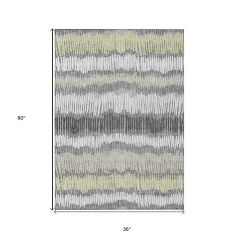 Homeroots 3' Striped Beige Brown And Gray Indoor-outdoor Area Rug - Durable, Washable, Stylish Addition! 3' X 5' Polyester 592479