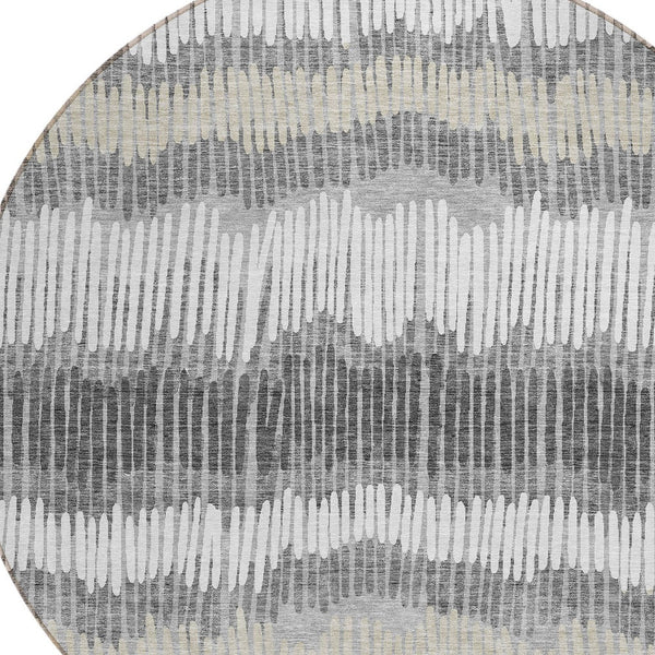 Homeroots 3' Striped Beige Brown And Gray Indoor-outdoor Area Rug - Durable, Washable, Stylish Addition! 8' Round Polyester 592481