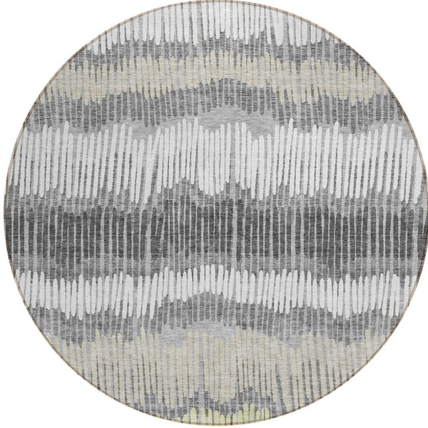 Homeroots 3' Striped Beige Brown And Gray Indoor-outdoor Area Rug - Durable, Washable, Stylish Addition! 8' Round Polyester 592481