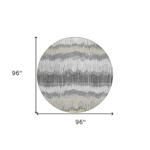 Homeroots 3' Striped Beige Brown And Gray Indoor-outdoor Area Rug - Durable, Washable, Stylish Addition! 8' Round Polyester 592481