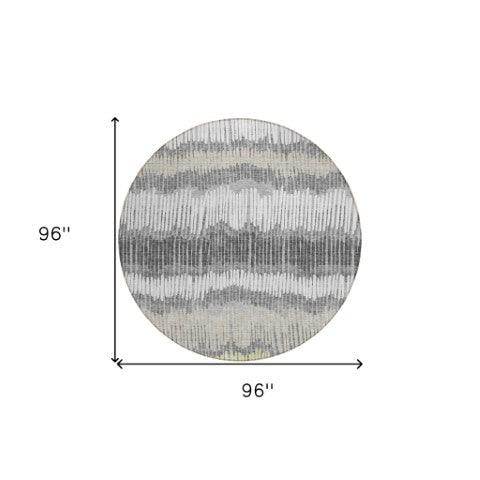 Homeroots 3' Striped Beige Brown And Gray Indoor-outdoor Area Rug - Durable, Washable, Stylish Addition! 8' Round Polyester 592481