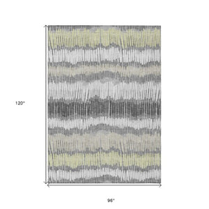 Homeroots 3' Striped Beige Brown And Gray Indoor-outdoor Area Rug - Durable, Washable, Stylish Addition! 8' X 10' Polyester 592482