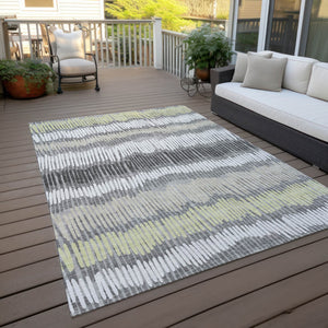 Homeroots 3' Striped Beige Brown And Gray Indoor-outdoor Area Rug - Durable, Washable, Stylish Addition! 8' X 10' Polyester 592482