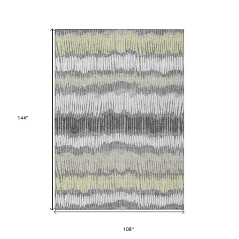 Homeroots 3' Striped Beige Brown And Gray Indoor-outdoor Area Rug - Durable, Washable, Stylish Addition! 9' X 12' Polyester 592483