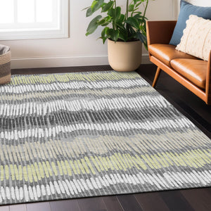 Homeroots 3' Striped Beige Brown And Gray Indoor-outdoor Area Rug - Durable, Washable, Stylish Addition! 9' X 12' Polyester 592483