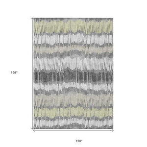 Homeroots 3' Striped Beige Brown And Gray Indoor-outdoor Area Rug - Durable, Washable, Stylish Addition! 10' X 14' Polyester 592484