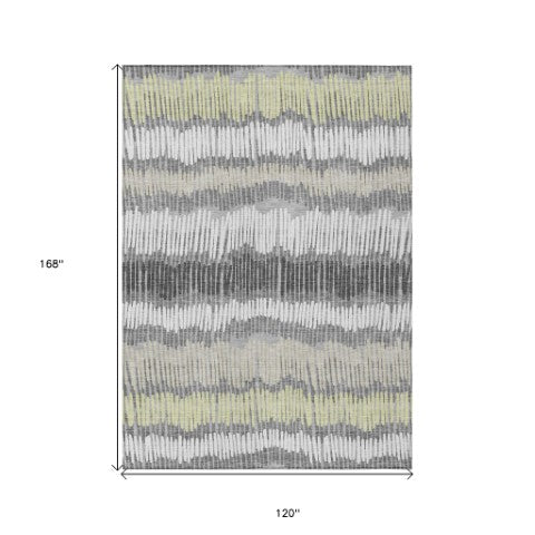 Homeroots 3' Striped Beige Brown And Gray Indoor-outdoor Area Rug - Durable, Washable, Stylish Addition! 10' X 14' Polyester 592484