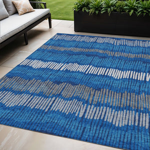 Homeroots 3' Striped Beige Brown And Gray Indoor-outdoor Area Rug - Durable, Washable, Stylish Addition! 5' X 8' Polyester 592486