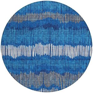 Homeroots 3' Striped Beige Brown And Gray Indoor-outdoor Area Rug - Durable, Washable, Stylish Addition! 8' Round Polyester 592487