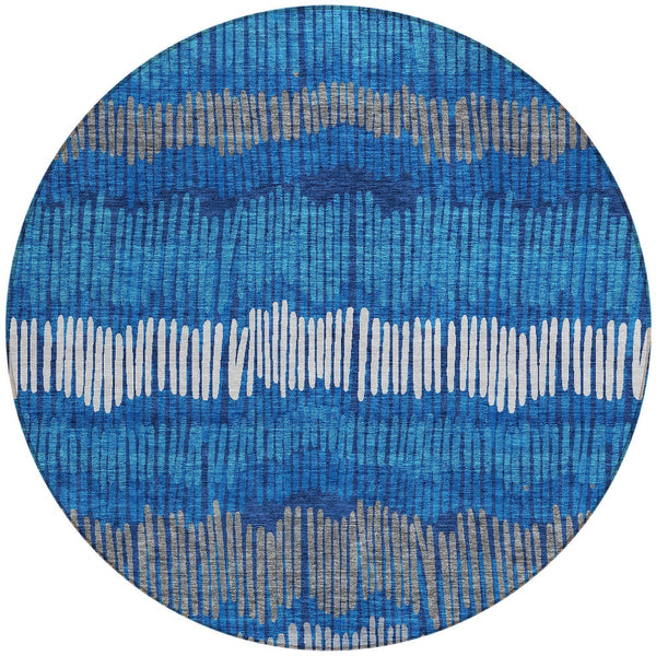 Homeroots 3' Striped Beige Brown And Gray Indoor-outdoor Area Rug - Durable, Washable, Stylish Addition! 8' Round Polyester 592487