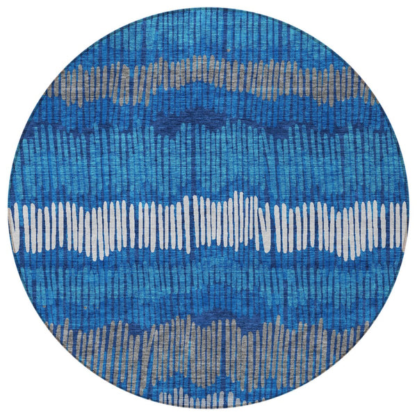 Homeroots 3' Striped Beige Brown And Gray Indoor-outdoor Area Rug - Durable, Washable, Stylish Addition! 8' Round Polyester 592487