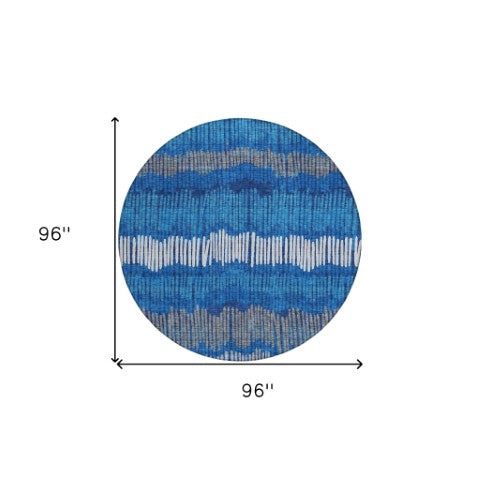 Homeroots 3' Striped Beige Brown And Gray Indoor-outdoor Area Rug - Durable, Washable, Stylish Addition! 8' Round Polyester 592487