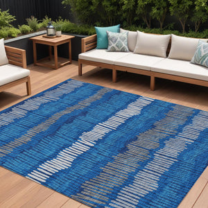 Homeroots 3' Striped Beige Brown And Gray Indoor-outdoor Area Rug - Durable, Washable, Stylish Addition! 8' X 10' Polyester 592488