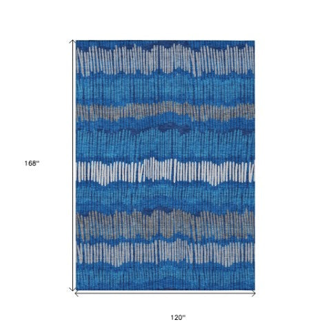 Homeroots 3' Striped Beige Brown And Gray Indoor-outdoor Area Rug - Durable, Washable, Stylish Addition! 10' X 14' Polyester 592490