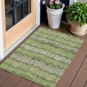 Homeroots 3' Striped Beige Brown And Gray Indoor-outdoor Area Rug - Durable, Washable, Stylish Addition! 3' X 5' Polyester 592491