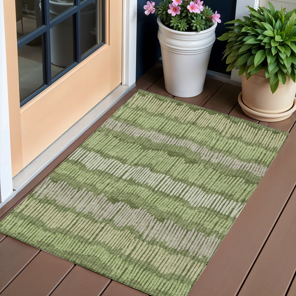 Homeroots 3' Striped Beige Brown And Gray Indoor-outdoor Area Rug - Durable, Washable, Stylish Addition! 3' X 5' Polyester 592491