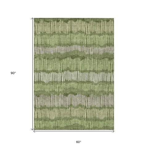 Homeroots 3' Striped Beige Brown And Gray Indoor-outdoor Area Rug - Durable, Washable, Stylish Addition! 5' X 8' Polyester 592492