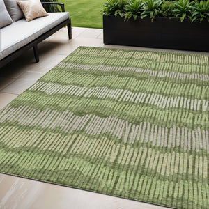 Homeroots 3' Striped Beige Brown And Gray Indoor-outdoor Area Rug - Durable, Washable, Stylish Addition! 5' X 8' Polyester 592492