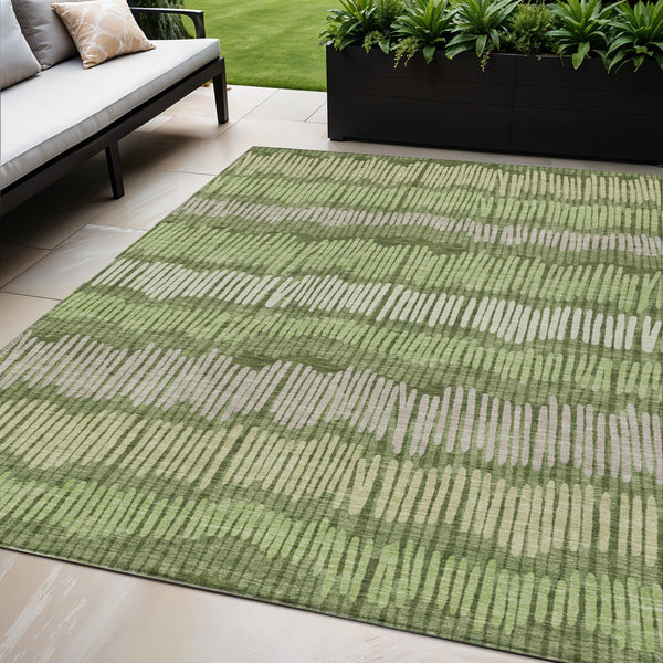 Homeroots 3' Striped Beige Brown And Gray Indoor-outdoor Area Rug - Durable, Washable, Stylish Addition! 5' X 8' Polyester 592492