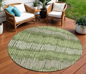 Homeroots 3' Striped Beige Brown And Gray Indoor-outdoor Area Rug - Durable, Washable, Stylish Addition! 8' Round Polyester 592493