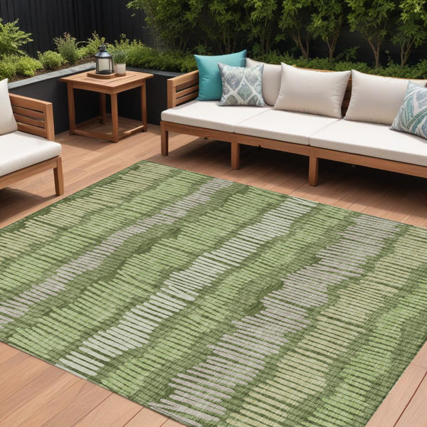 Homeroots 3' Striped Beige Brown And Gray Indoor-outdoor Area Rug - Durable, Washable, Stylish Addition! 8' X 10' Polyester 592494