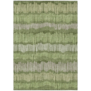 HomeRoots 5' Stylish Olive Green and Gray Striped Washable Area Rug for Indoor and Outdoor High-Traffic Spaces 8' X 10' 592494