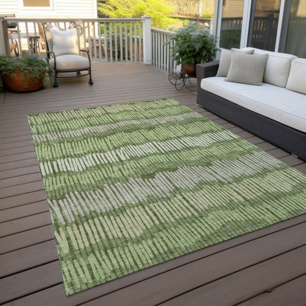 Homeroots 3' Striped Beige Brown And Gray Indoor-outdoor Area Rug - Durable, Washable, Stylish Addition! 9' X 12' Polyester 592495