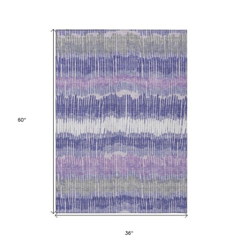 Homeroots 3' Striped Beige Brown And Gray Indoor-outdoor Area Rug - Durable, Washable, Stylish Addition! 3' X 5' Polyester 592497