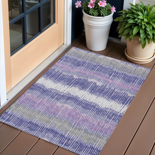 Homeroots 3' Striped Beige Brown And Gray Indoor-outdoor Area Rug - Durable, Washable, Stylish Addition! 3' X 5' Polyester 592497