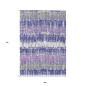 Homeroots 3' Striped Beige Brown And Gray Indoor-outdoor Area Rug - Durable, Washable, Stylish Addition! 5' X 8' Polyester 592498