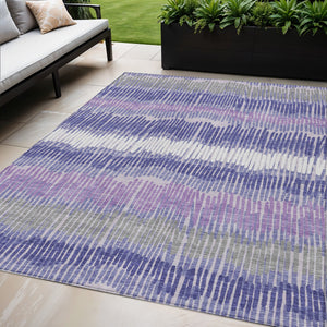Homeroots 3' Striped Beige Brown And Gray Indoor-outdoor Area Rug - Durable, Washable, Stylish Addition! 5' X 8' Polyester 592498