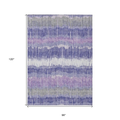 Homeroots 3' Striped Beige Brown And Gray Indoor-outdoor Area Rug - Durable, Washable, Stylish Addition! 8' X 10' Polyester 592500