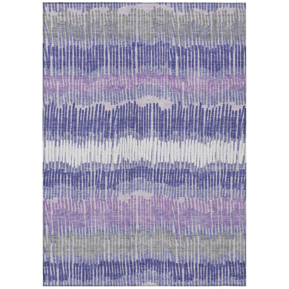 HomeRoots 9' Purple and Gray Striped Washable Area Rug - Durable, Stylish, Indoor/Outdoor Comfort for Any Space 9' X 12' 592501
