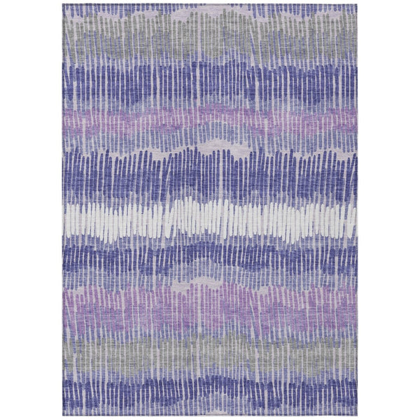 HomeRoots 9' Purple and Gray Striped Washable Area Rug - Durable, Stylish, Indoor/Outdoor Comfort for Any Space 9' X 12' 592501
