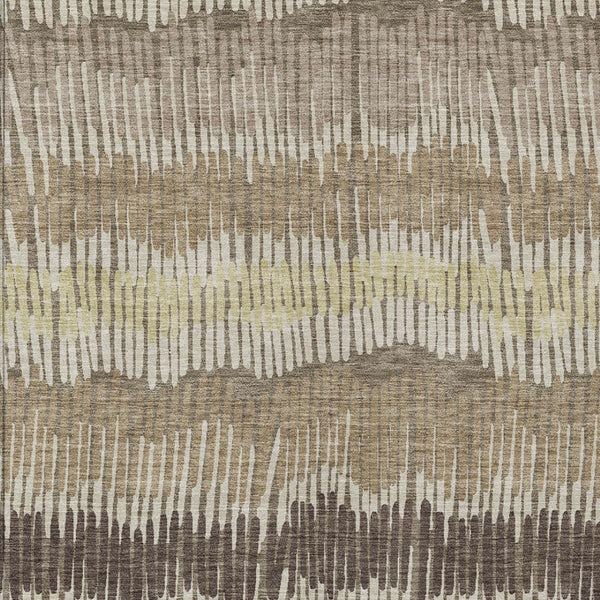 Homeroots 3' Striped Beige Brown And Gray Indoor-outdoor Area Rug - Durable, Washable, Stylish Addition! 3' X 5' Polyester 592503