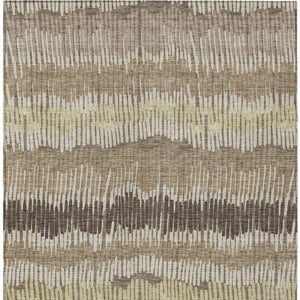 Homeroots 3' Striped Beige Brown And Gray Indoor-outdoor Area Rug - Durable, Washable, Stylish Addition! 5' X 8' Polyester 592504