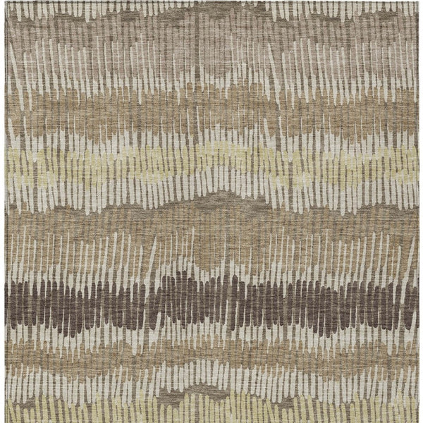 Homeroots 3' Striped Beige Brown And Gray Indoor-outdoor Area Rug - Durable, Washable, Stylish Addition! 5' X 8' Polyester 592504