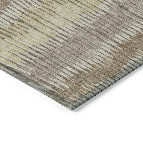 Homeroots 3' Striped Beige Brown And Gray Indoor-outdoor Area Rug - Durable, Washable, Stylish Addition! 5' X 8' Polyester 592504