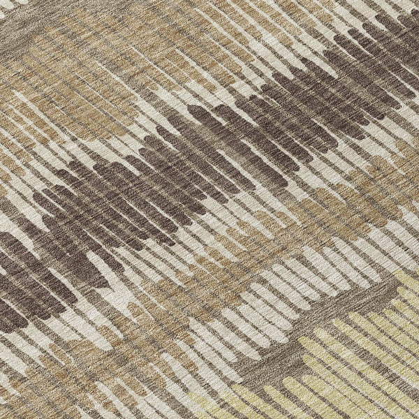 Homeroots 3' Striped Beige Brown And Gray Indoor-outdoor Area Rug - Durable, Washable, Stylish Addition! 8' Round Polyester 592505
