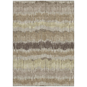 Homeroots 3' Striped Beige Brown And Gray Indoor-outdoor Area Rug - Durable, Washable, Stylish Addition! 8' X 10' Polyester 592506
