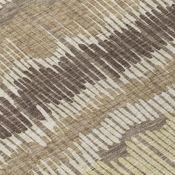 Homeroots 3' Striped Beige Brown And Gray Indoor-outdoor Area Rug - Durable, Washable, Stylish Addition! 9' X 12' Polyester 592507