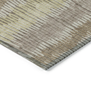 Homeroots 3' Striped Beige Brown And Gray Indoor-outdoor Area Rug - Durable, Washable, Stylish Addition! 10' X 14' Polyester 592508