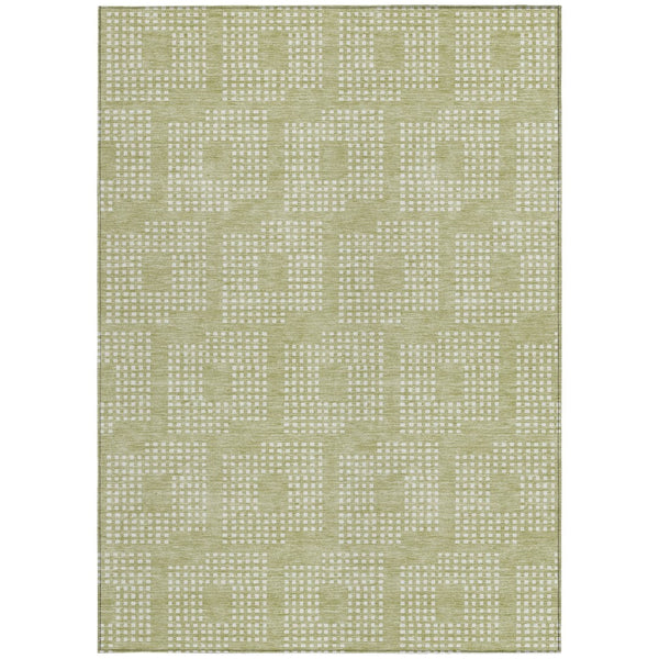 Homeroots 3' Artichoke Green Geometric Washable Indoor Outdoor Area Rug For Stylish Living Spaces & Patios 3' X 5' Polyester 592509