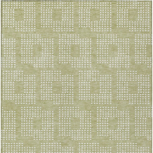 Homeroots 3' Artichoke Green Geometric Washable Indoor Outdoor Area Rug For Stylish Living Spaces & Patios 5' X 8' Polyester 592510